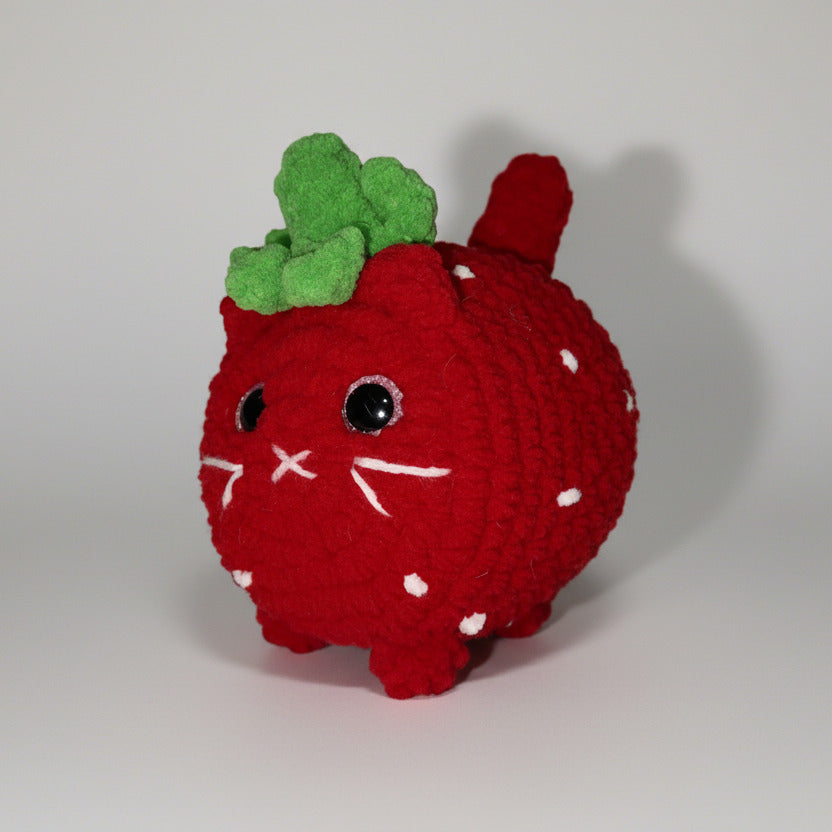handmade crochet loaf cat strawberry