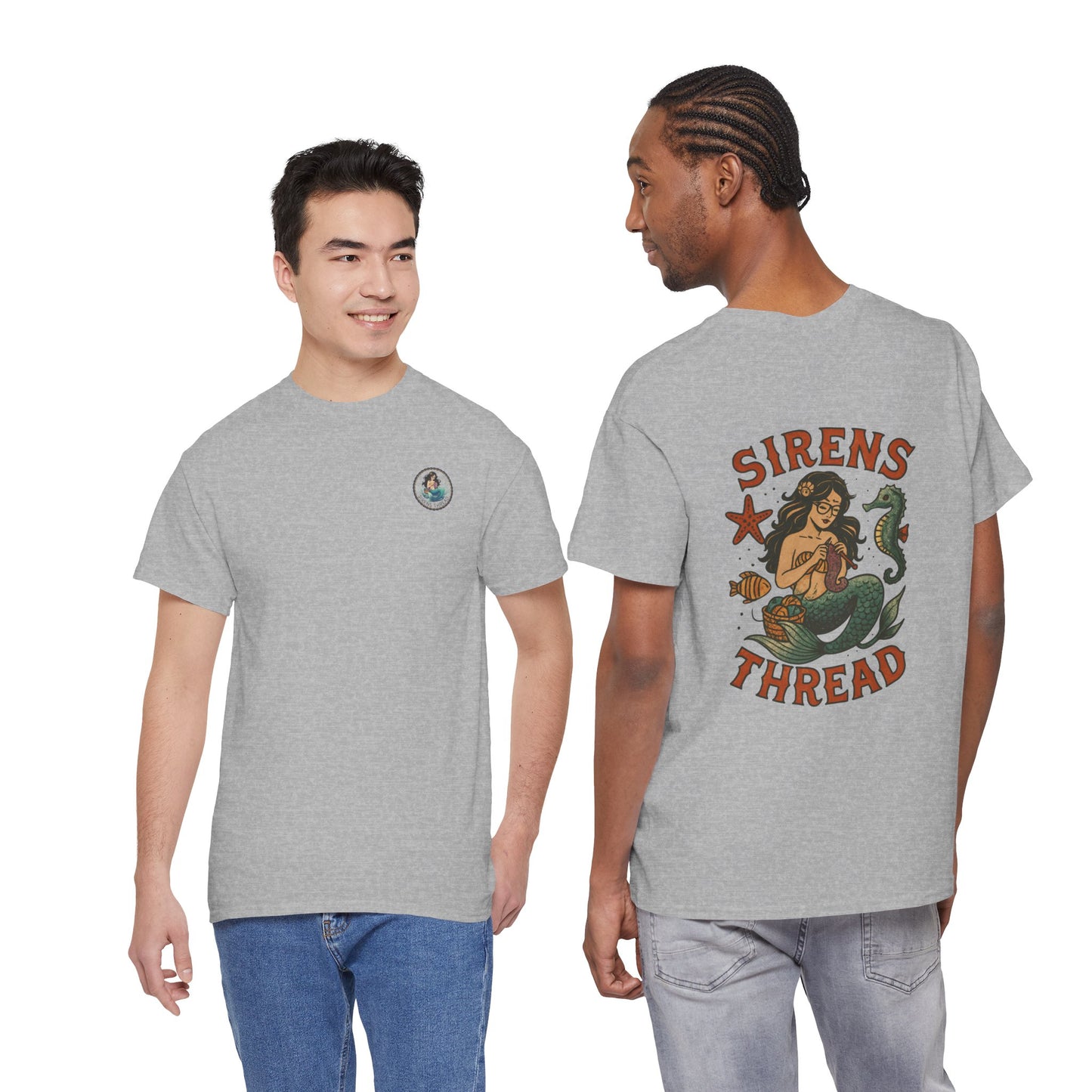 Mermaid Crocheting — American Traditional Tattoo Tee with Logo