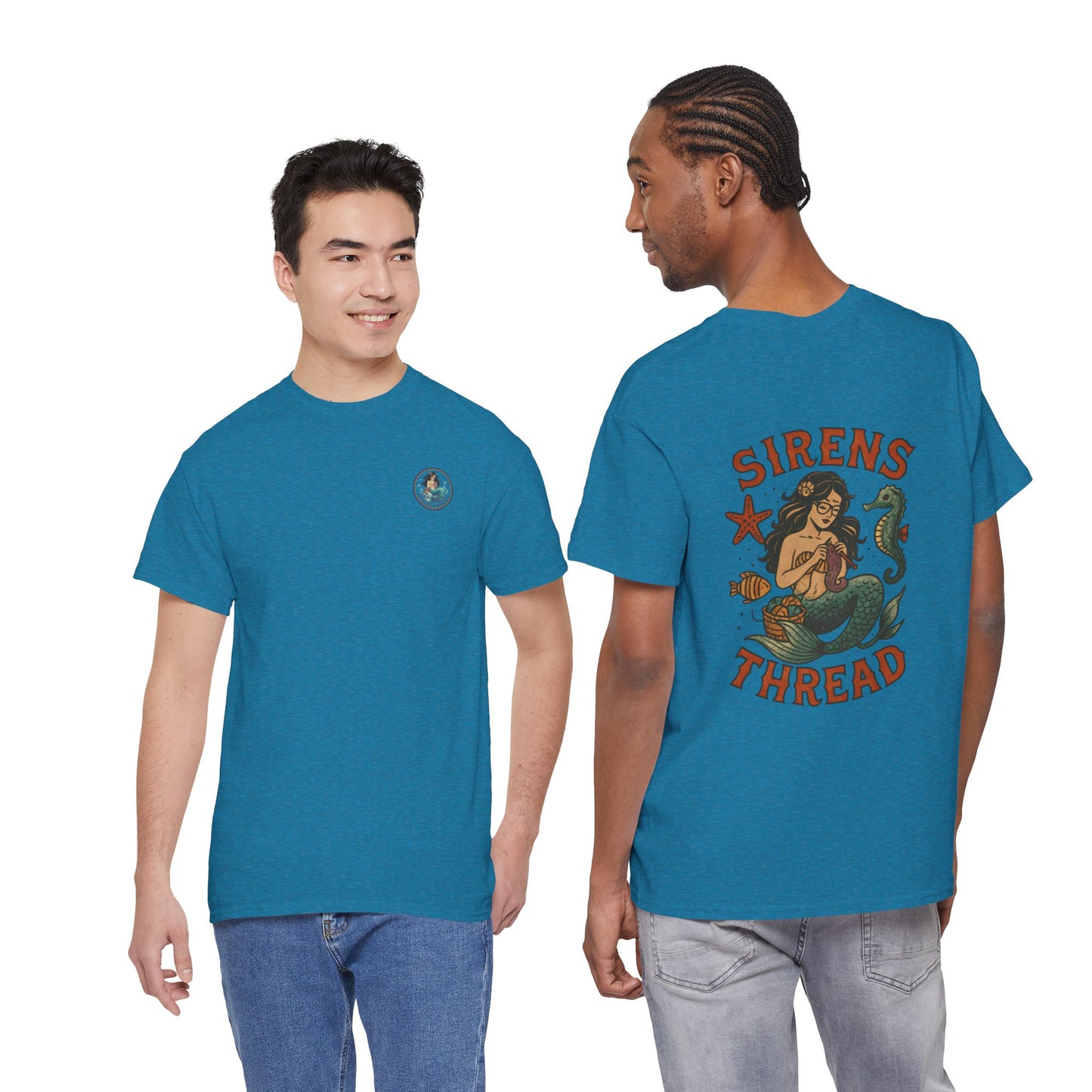 Mermaid Crocheting — American Traditional Tattoo Tee with Logo