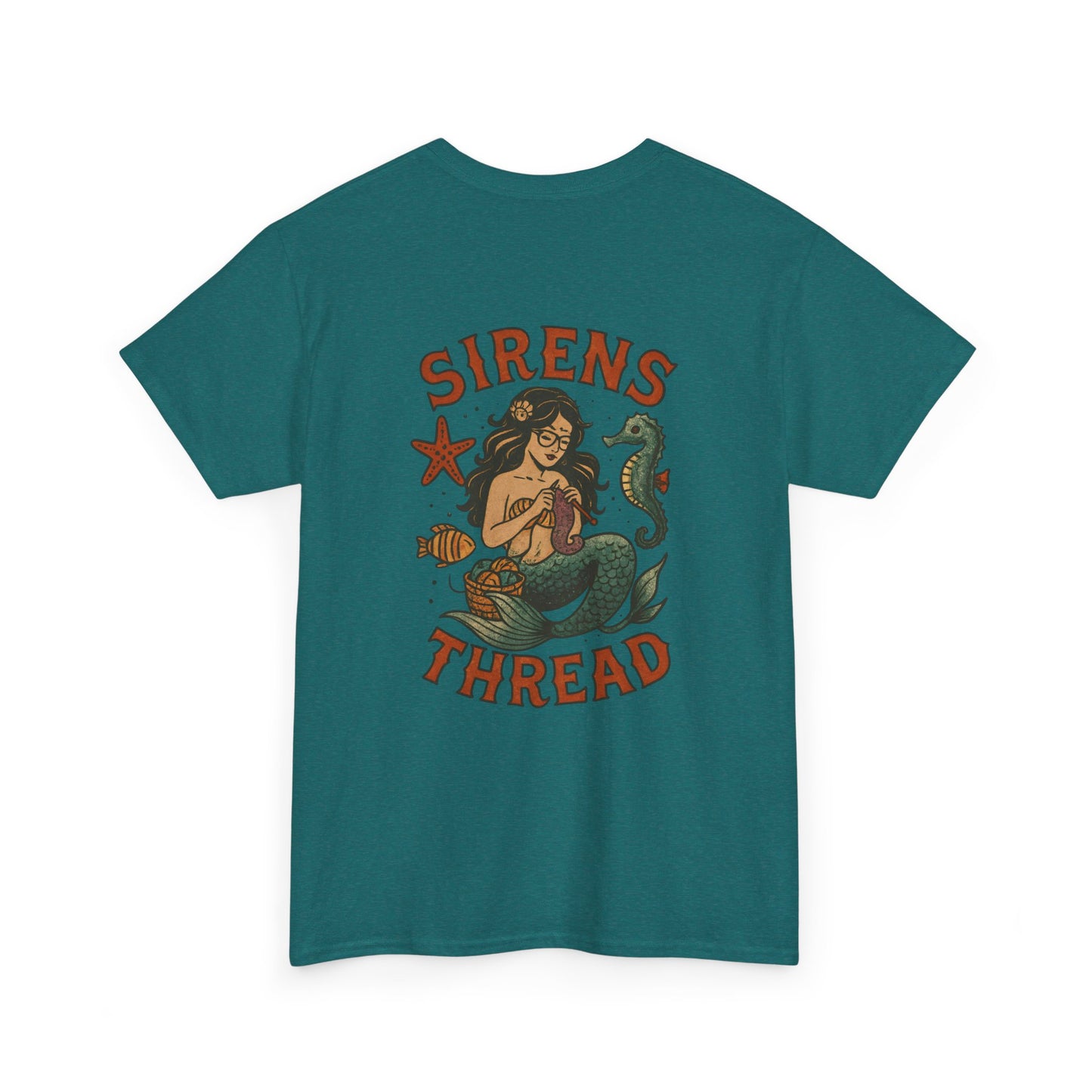 Mermaid Crocheting — American Traditional Tattoo Tee with Logo