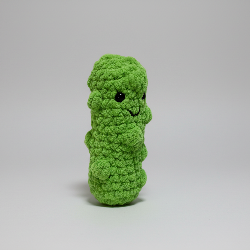 Handmade Crochet Happy Green Pickle with bumps
