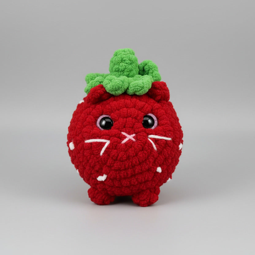 handmade crochet strawberry cat